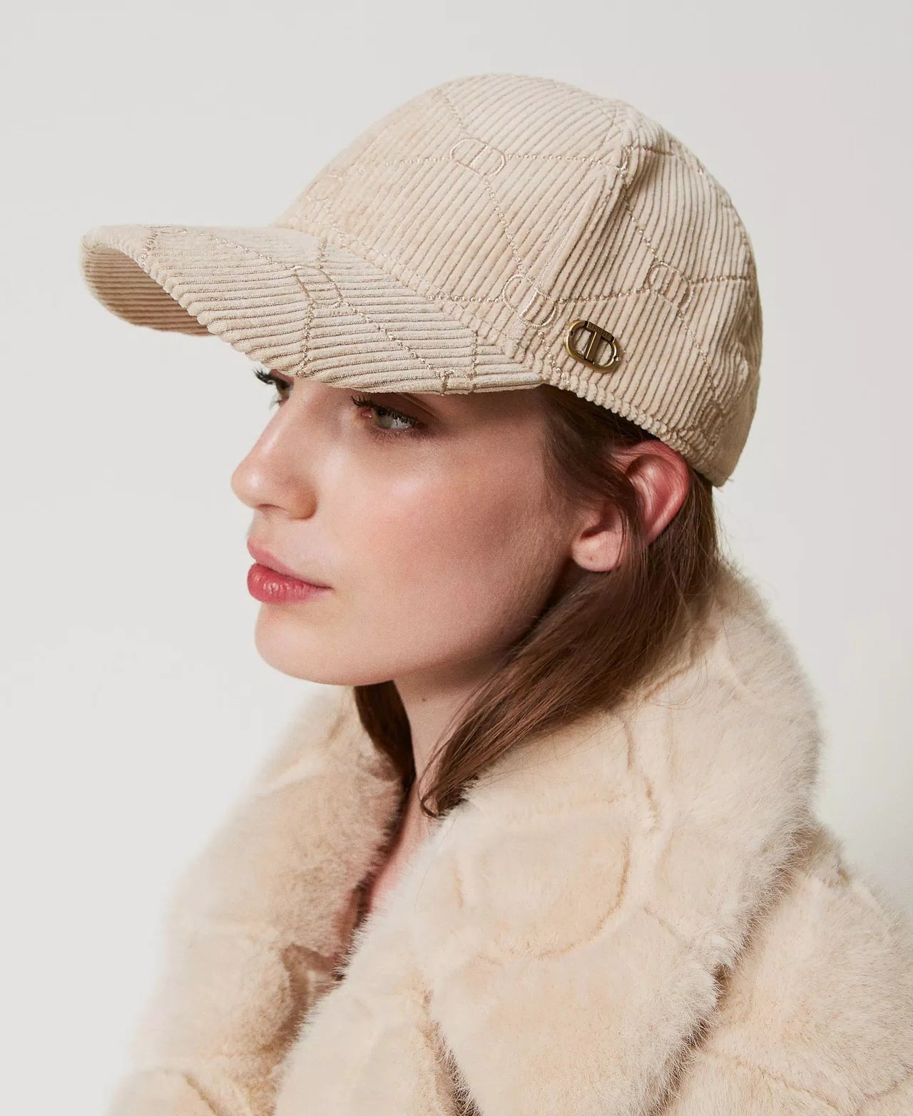 Velvet Baseball Cap Beige