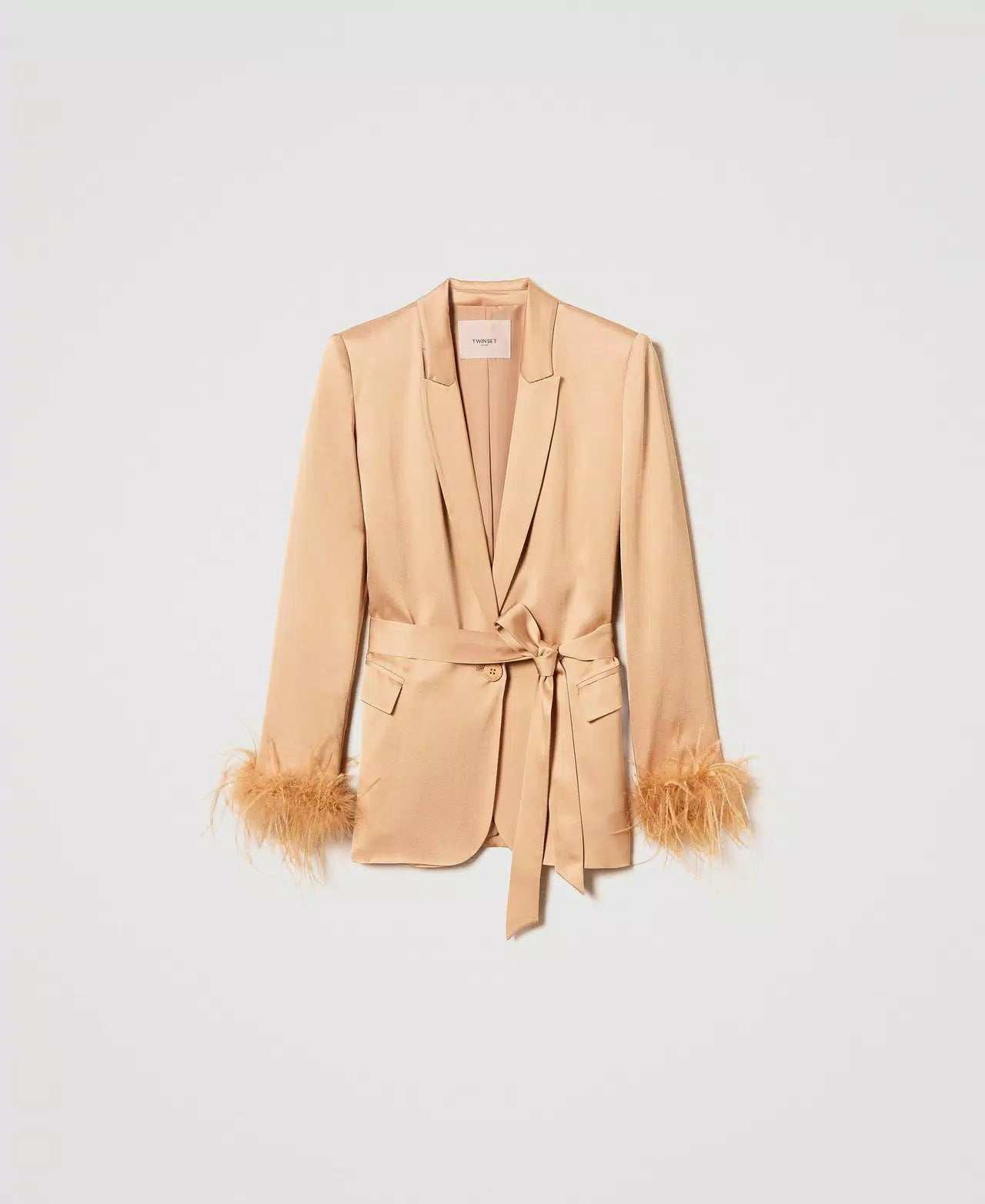 Satin Blazer With Feather