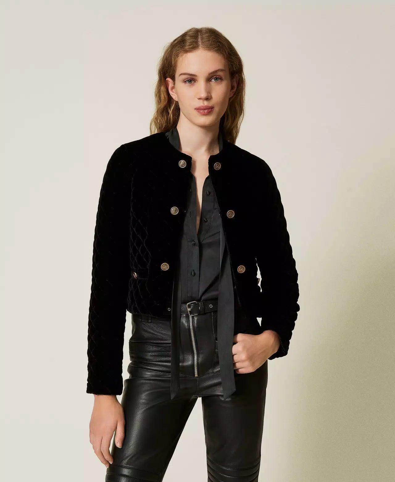 Quilted Velvet Jacket Black