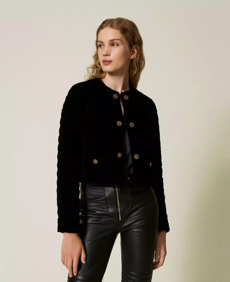 Quilted Velvet Jacket Black