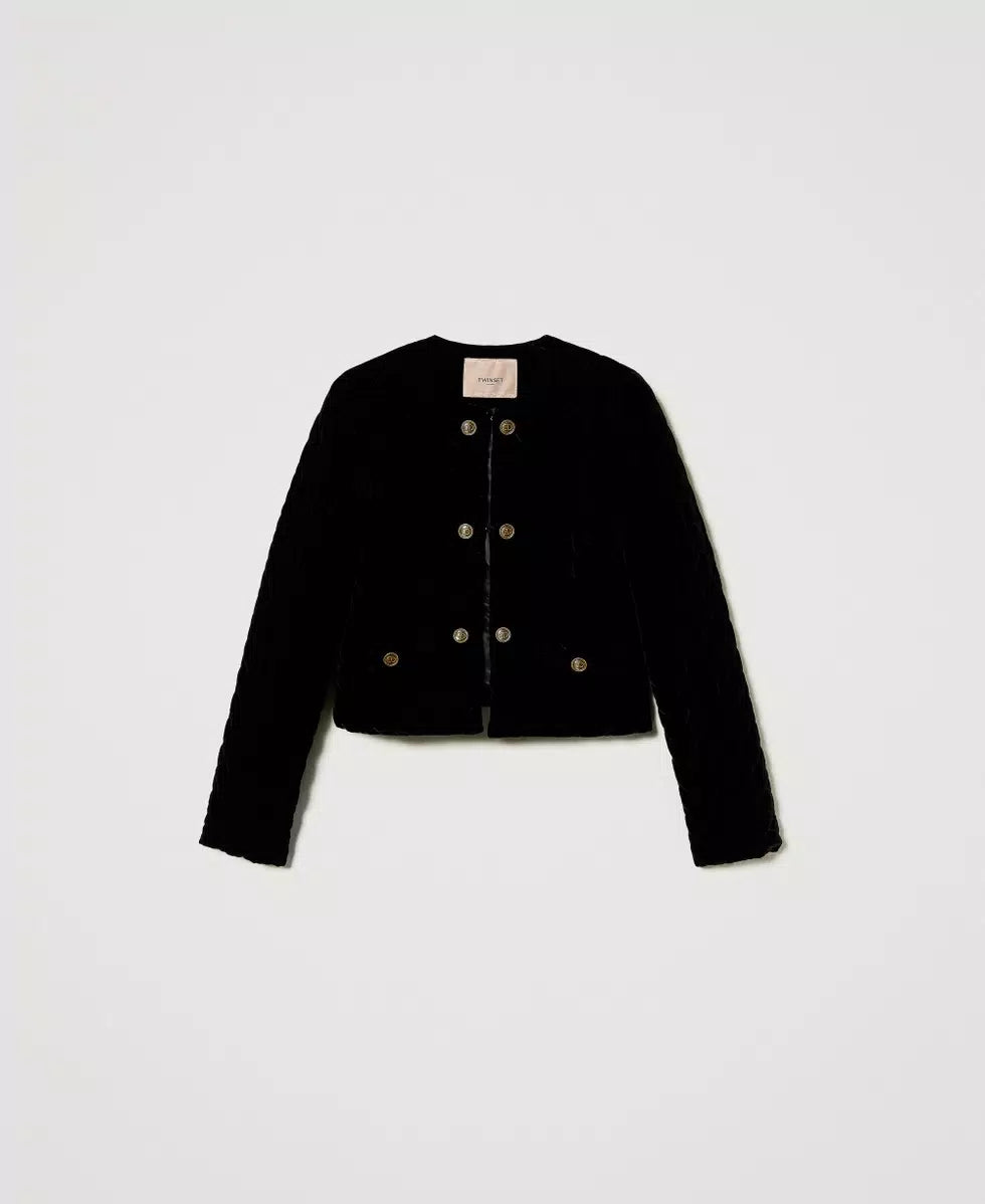 Quilted Velvet Jacket Black