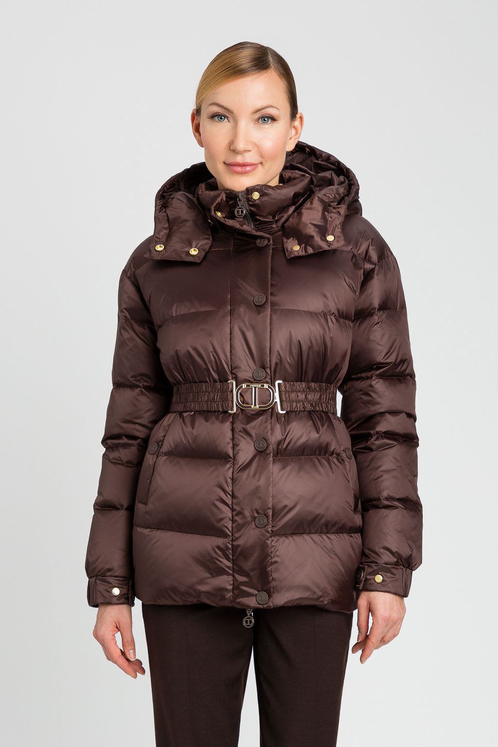 Chocolate Padded Jacket with Belt