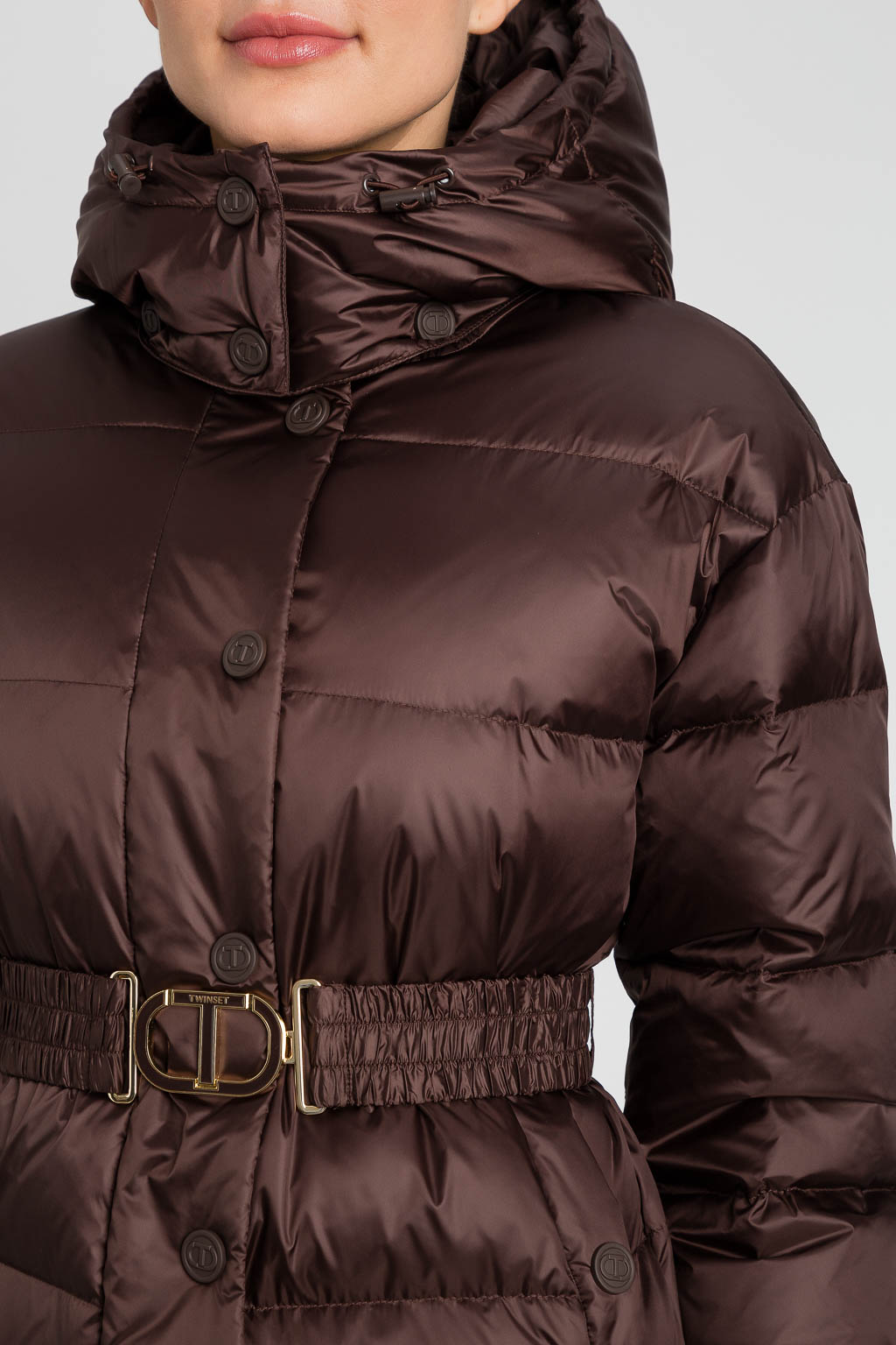 Chocolate Padded Jacket with Belt