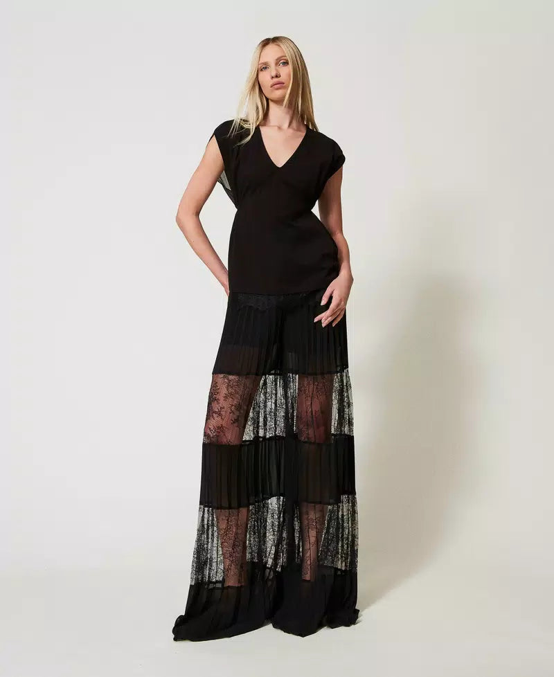 Top with lace and pleats