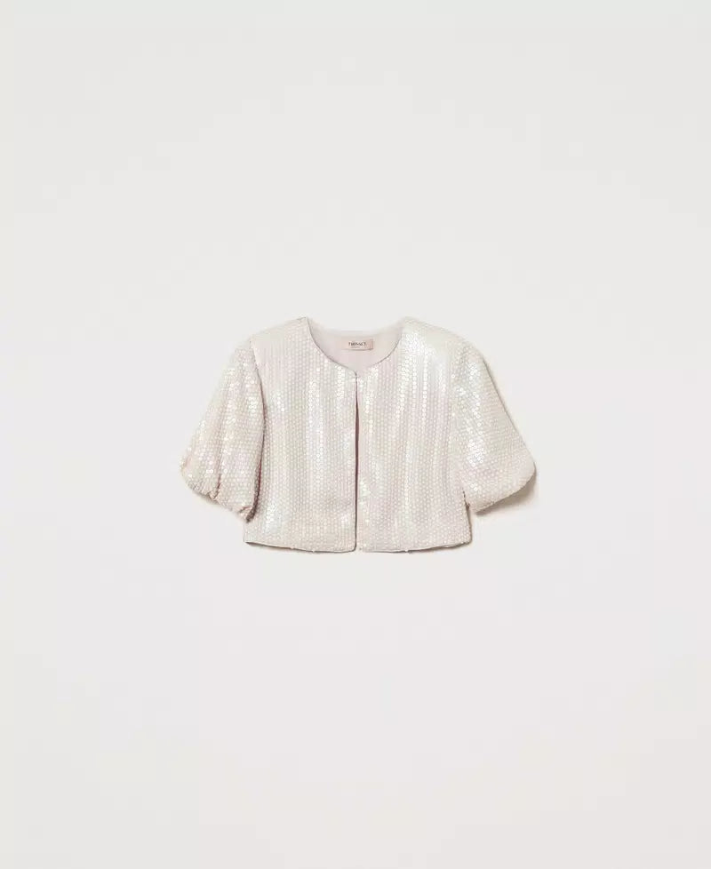 Shrug with sequin embroidery