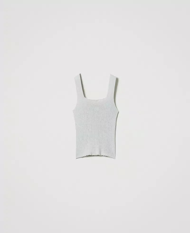 Linen-blend knit top