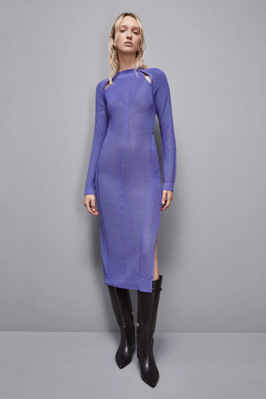 Purple Midi Knit Dress