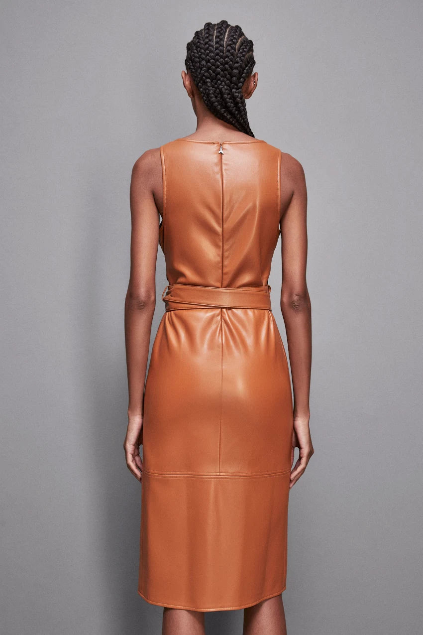 Caramel Imitation Leather Dress