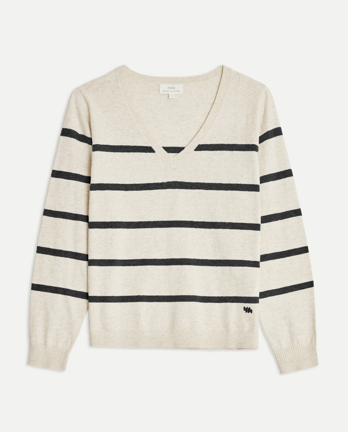 Striped V-Neck Organic Cotton Sweater