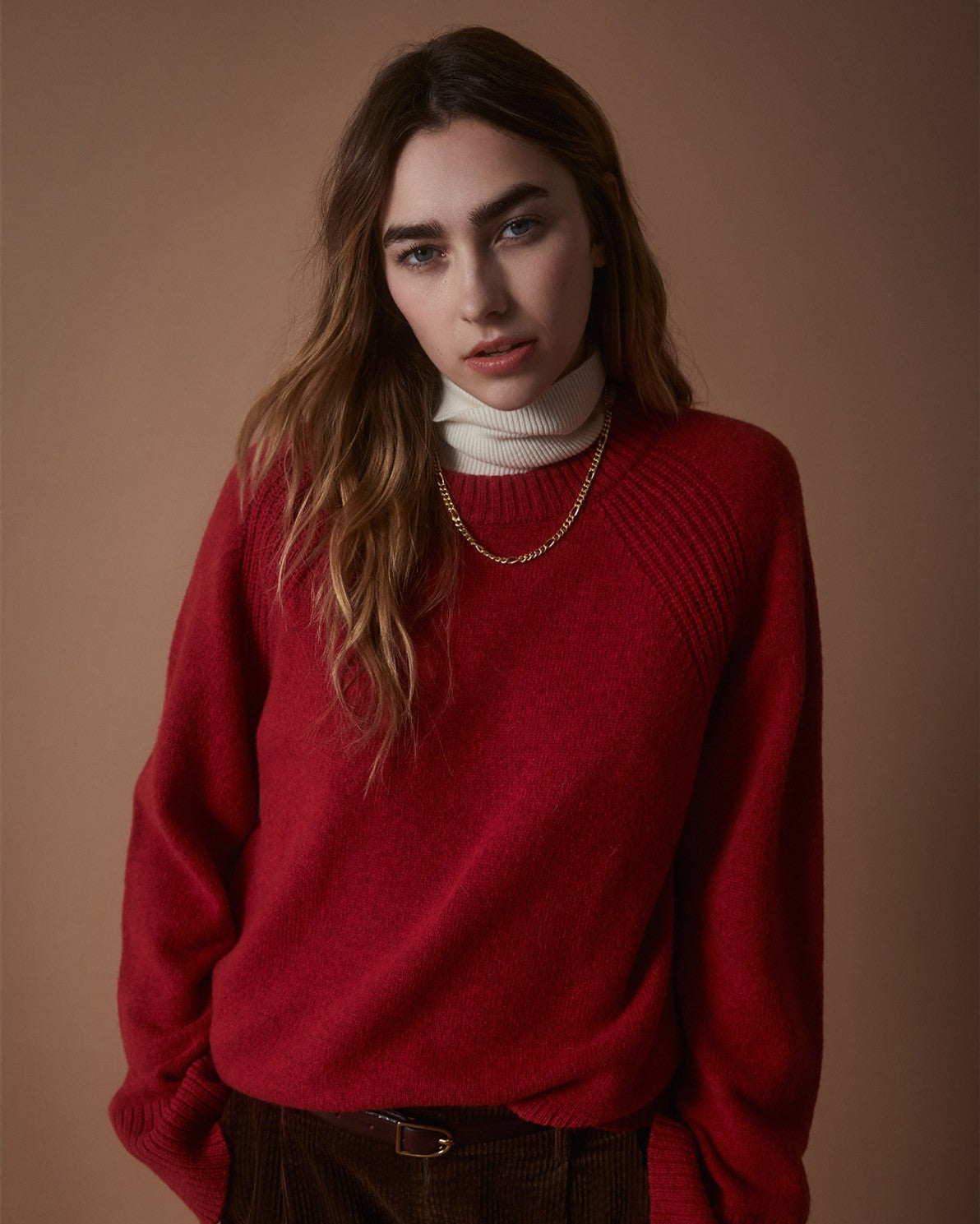 Round-Neck Wool Sweater Red