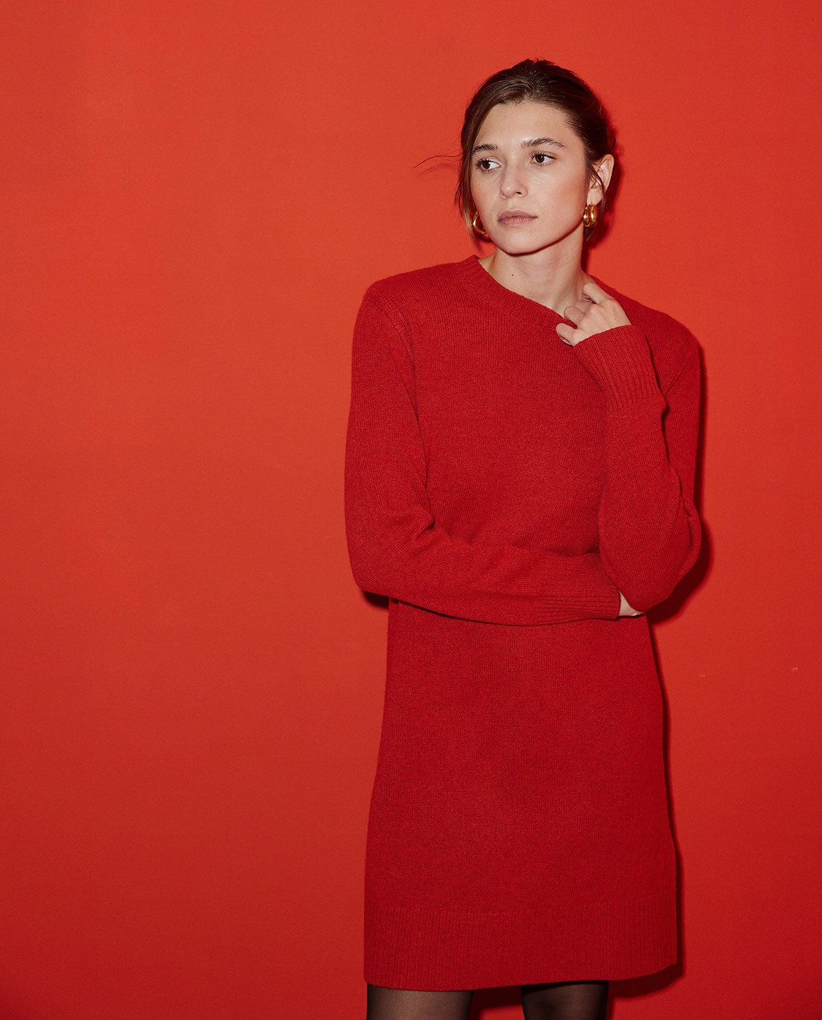 Wool Midi Dress Red