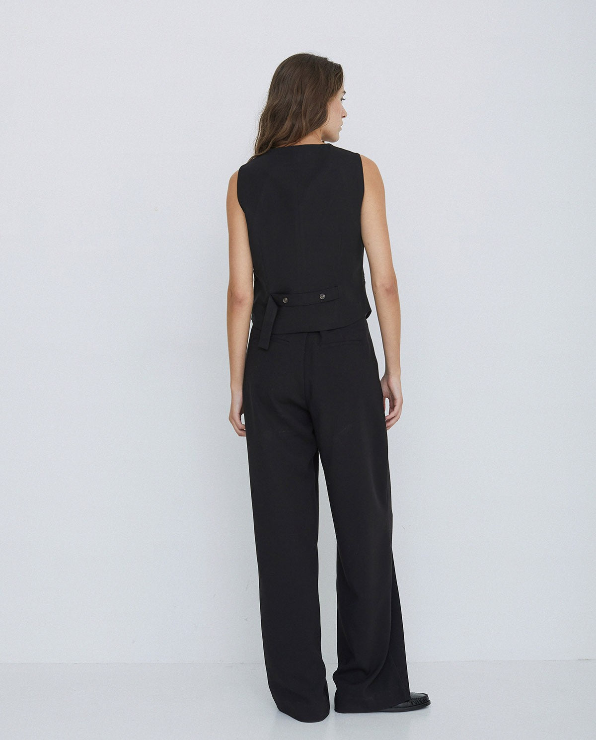 Wide Pleated Trousers Black