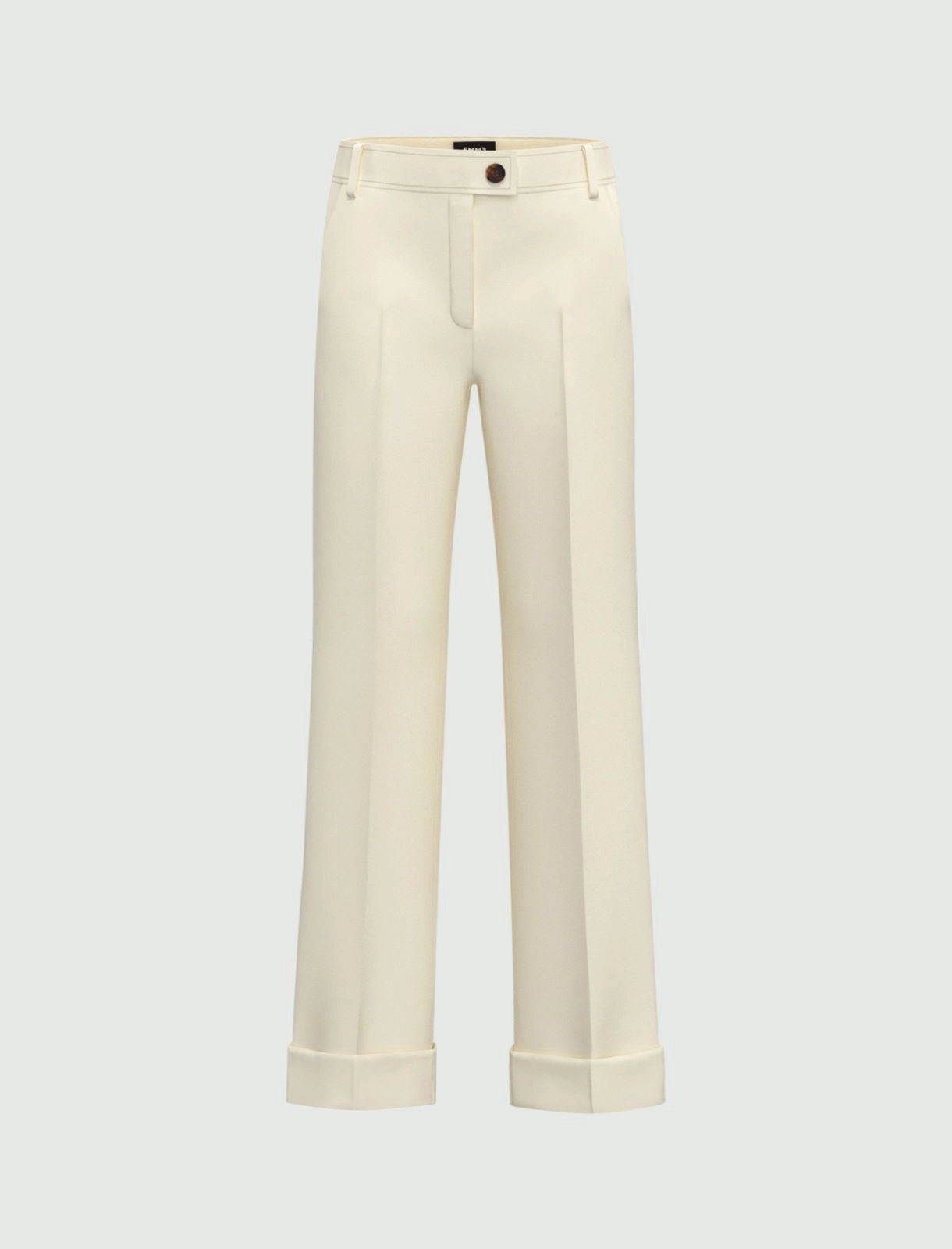 Straight-Leg Trousers With Cuffs Ecru