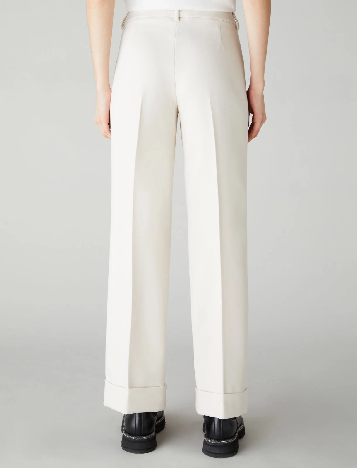 Straight-Leg Trousers With Cuffs Ecru