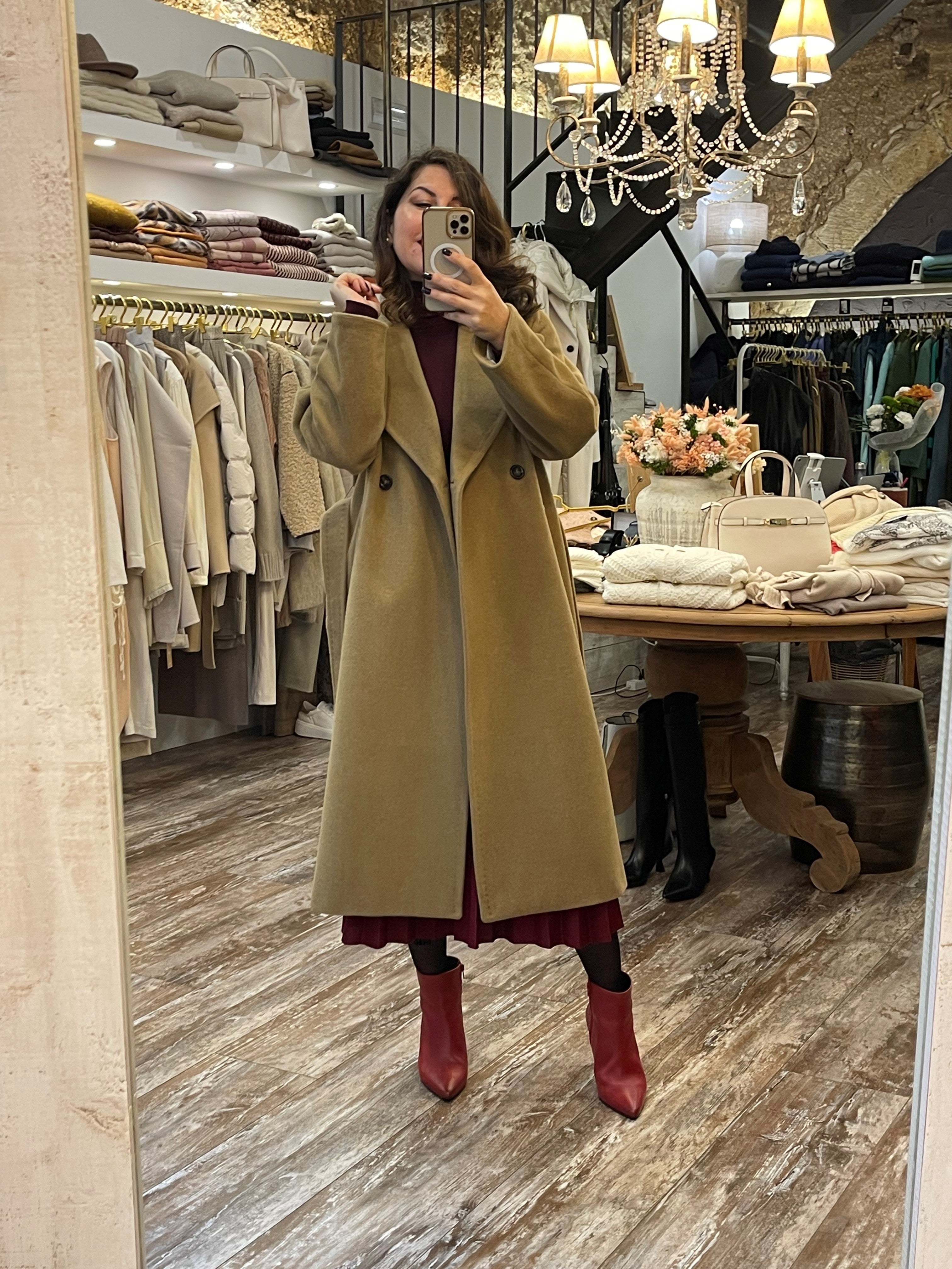 Wool-Blend Drape Coat